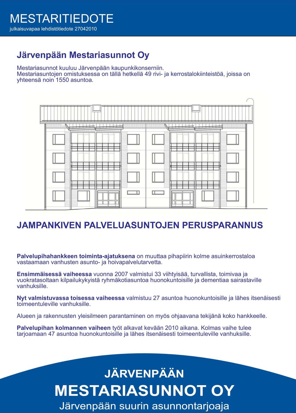 JAMPANKIVEN PALVELUASUNTOJEN PERUSPARANNUS Palvelupihahankkeen toiminta-ajatuksena on muuttaa pihapiirin kolme asuinkerrostaloa vastaamaan vanhusten asunto- ja hoivapalvelutarvetta.