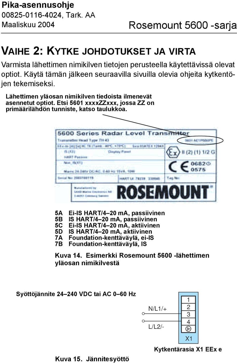 Etsi 560 xxxxzzxxx, jossa ZZ on primäärilähdön tunniste, katso taulukkoa.