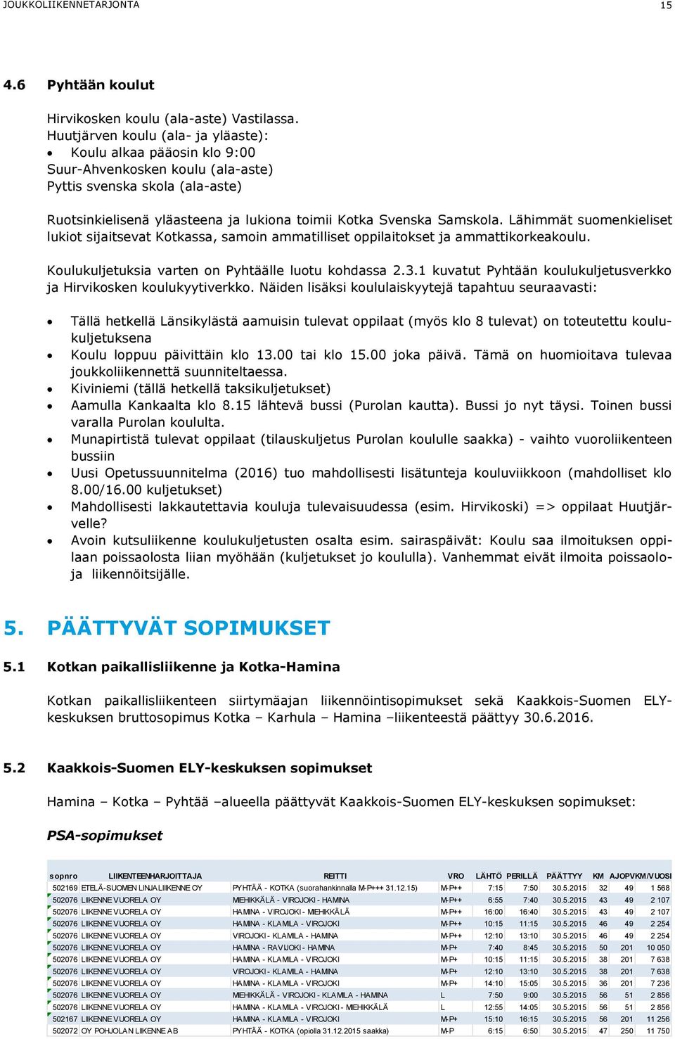 Lähimmät suomenkieliset lukiot sijaitsevat Kotkassa, samoin ammatilliset oppilaitokset ja ammattikorkeakoulu. Koulukuljetuksia varten on Pyhtäälle luotu kohdassa 2.3.