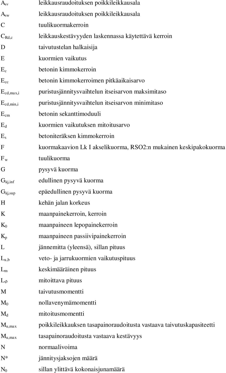 pitkäaikaisarvo puristusjännitysvaihtelun itseisarvon maksimitaso puristusjännitysvaihtelun itseisarvon minimitaso betonin sekanttimoduuli kuormien vaikutuksen mitoitusarvo betoniteräksen