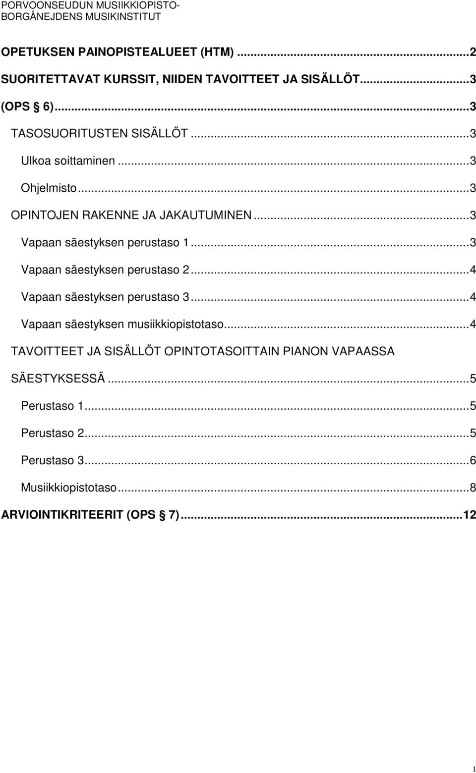 .. 3 Vapaan säestyksen perustaso 2... 4 Vapaan säestyksen perustaso 3... 4 Vapaan säestyksen musiikkiopistotaso.