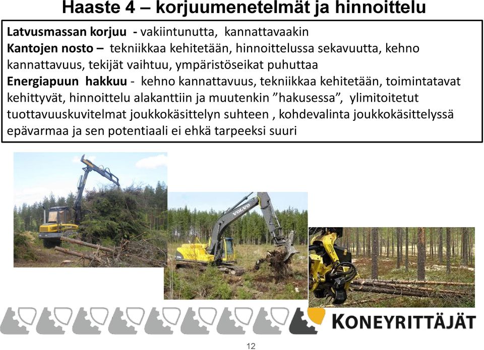 kehno kannattavuus, tekniikkaa kehitetään, toimintatavat kehittyvät, hinnoittelu alakanttiin ja muutenkin hakusessa,