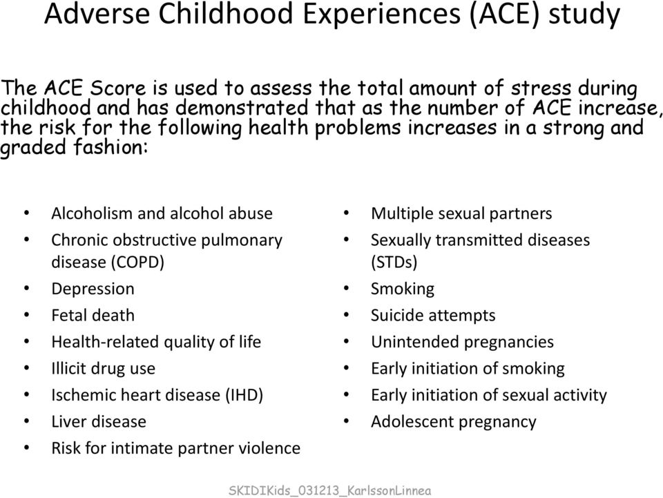 Depression Fetal death Health-related quality of life Illicit drug use Ischemic heart disease (IHD) Liver disease Risk for intimate partner violence Multiple sexual