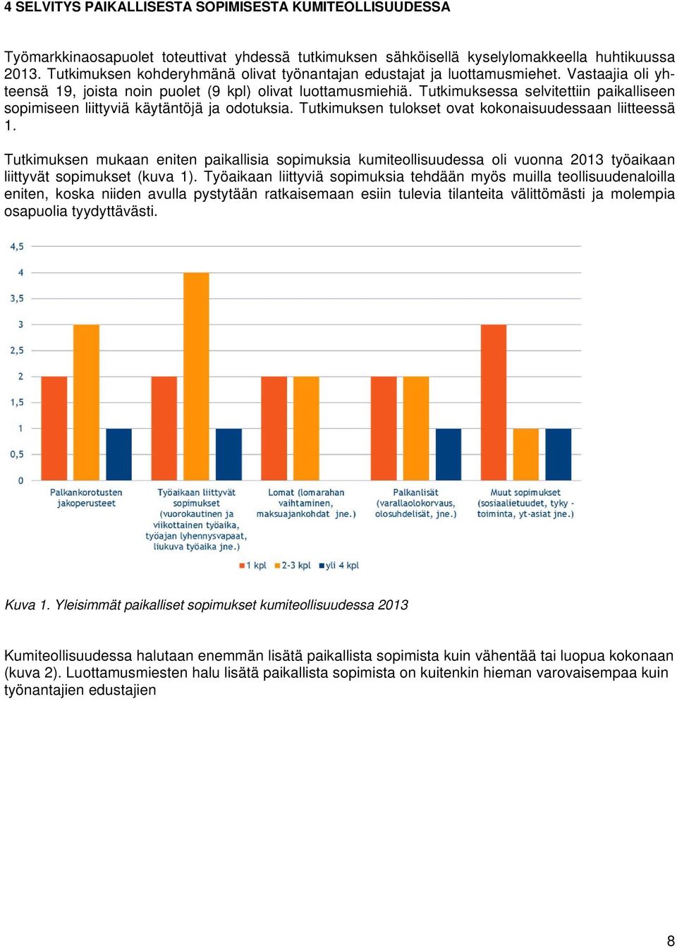 Tutkimuksessa selvitettiin paikalliseen sopimiseen liittyviä käytäntöjä ja odotuksia. Tutkimuksen tulokset ovat kokonaisuudessaan liitteessä 1.