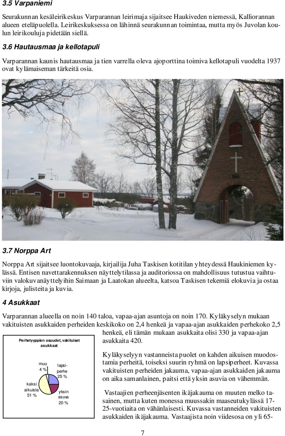 6 Hautausmaa ja kellotapuli Varparannan kaunis hautausmaa ja tien varrella oleva ajoporttina toimiva kellotapuli vuodelta 1937 ovat kylämaiseman tärkeitä osia. 3.