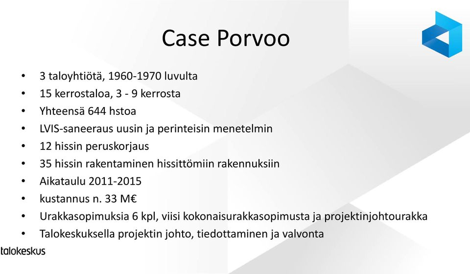 hissittömiin rakennuksiin Aikataulu 2011-2015 kustannus n.