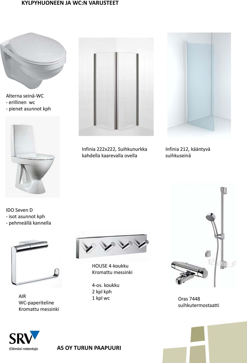 suihkuseinä IDO Seven D isot asunnot kph pehmeällä kannella AIR WC paperiteline Kromattu