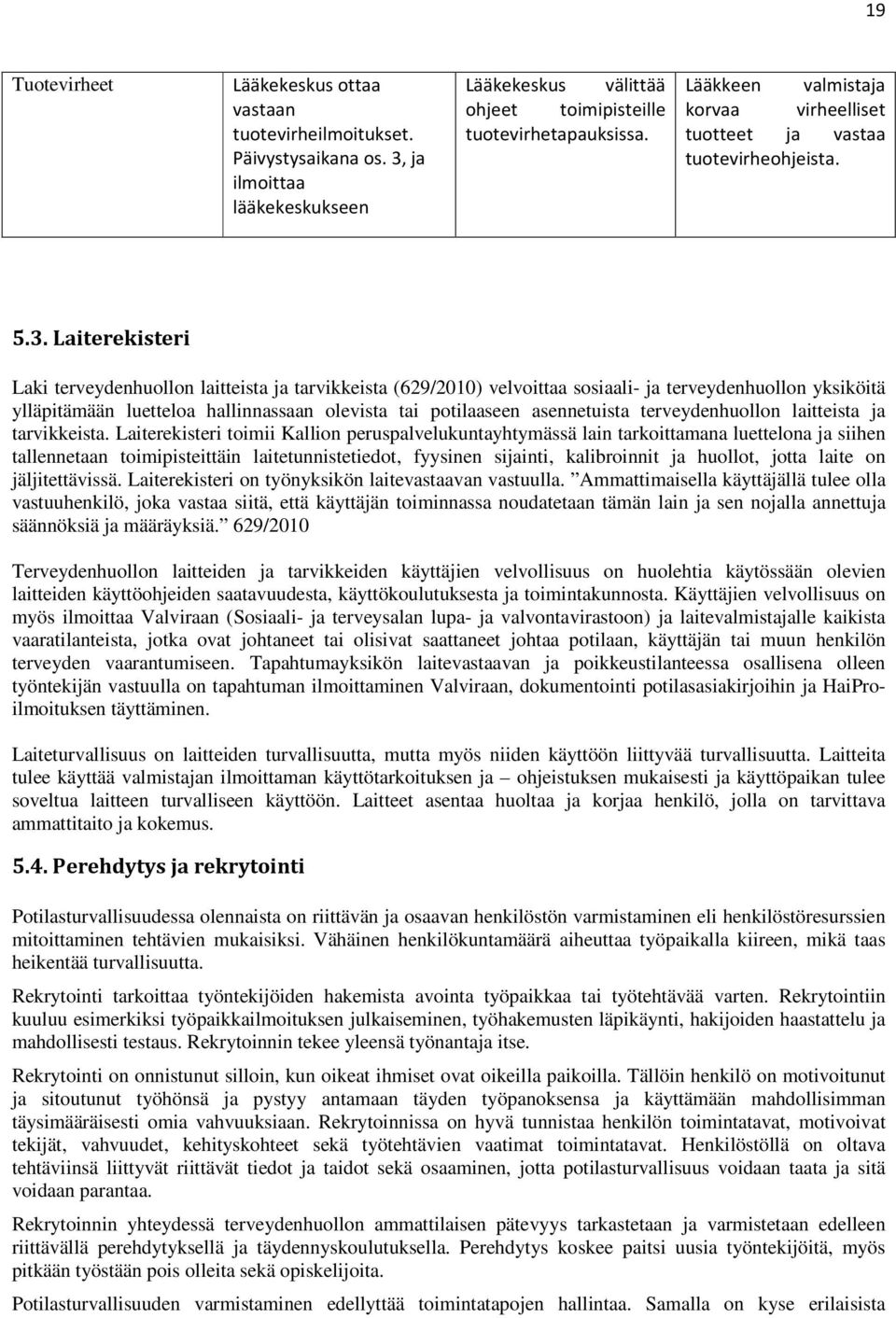 Laiterekisteri Laki terveydenhuollon laitteista ja tarvikkeista (629/2010) velvoittaa sosiaali- ja terveydenhuollon yksiköitä ylläpitämään luetteloa hallinnassaan olevista tai potilaaseen