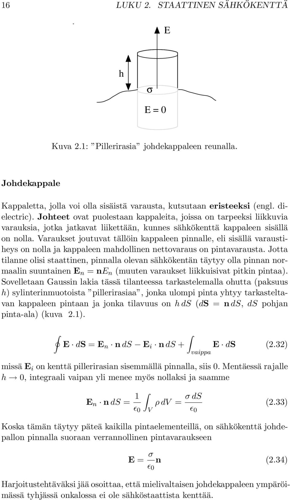 Varaukset joutuvat tällöin kappaleen pinnalle, eli sisällä varaustiheys on nolla ja kappaleen mahdollinen nettovaraus on pintavarausta.