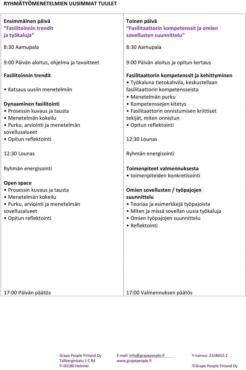 Purku, arviointi ja menetelmän sovellusalueet Opitun reflektointi Fasilitaattorin kompetenssit ja kehittyminen Työkaluna tietokahvila, keskustellaan fasilitaattorin kompetensseista Menetelmän purku