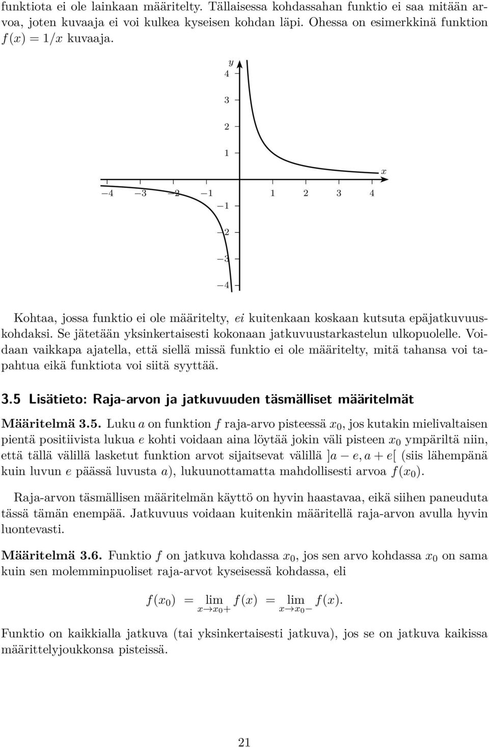 Voidaan vaikkapa ajatella, että siellä missä funktio ei ole määritelt, mitä tahansa voi tapahtua eikä funktiota voi siitä sttää. 3.