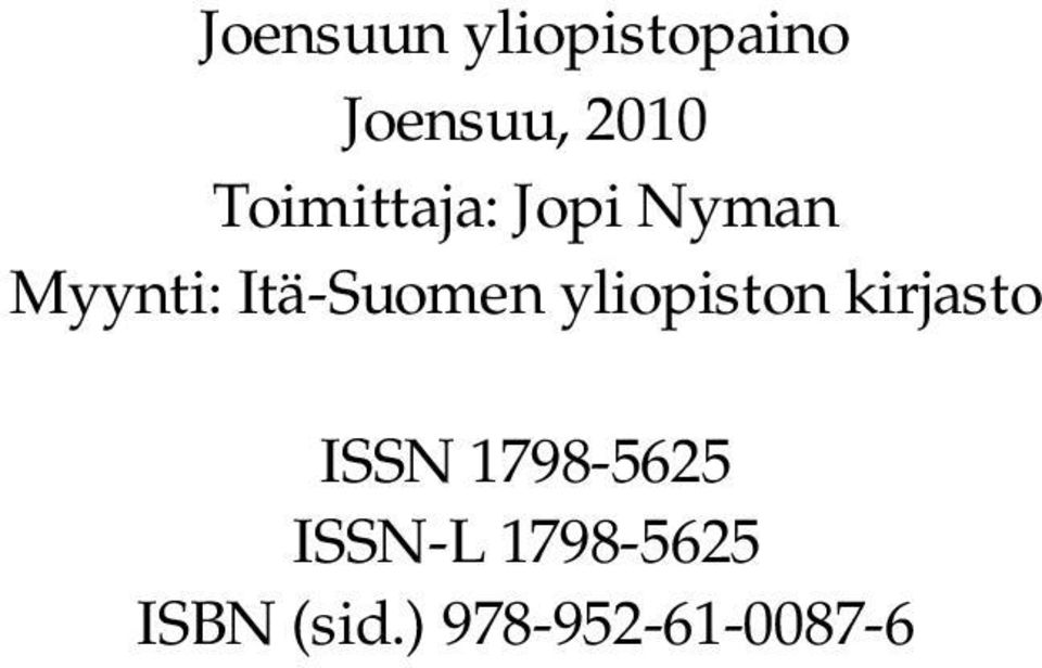 Itä-Suomen yliopiston kirjasto ISSN