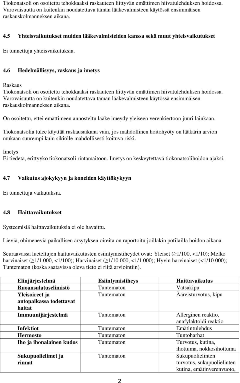 5 Yhteisvaikutukset muiden lääkevalmisteiden kanssa sekä muut yhteisvaikutukset Ei tunnettuja yhteisvaikutuksia. 4.