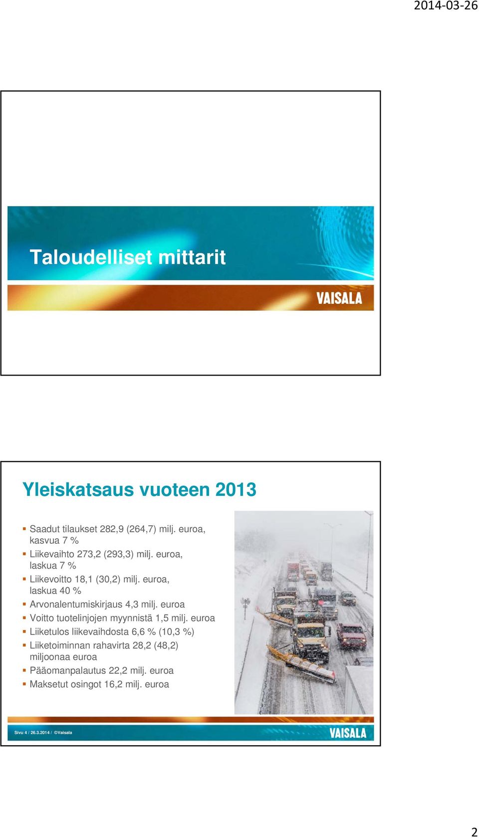 euroa, laskua 40 % Arvonalentumiskirjaus 4,3 milj. euroa Voitto tuotelinjojen myynnistä 1,5 milj.