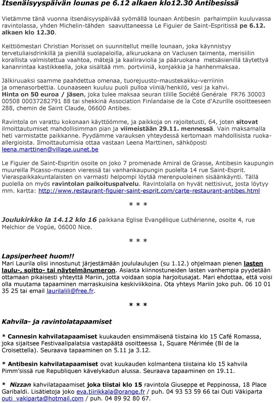 alkaen klo 12.30.