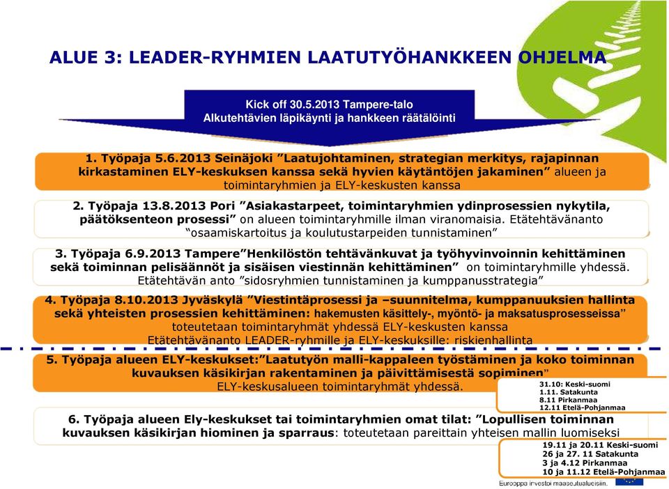 2013 Pori Asiakastarpeet, toimintaryhmien ydinprosessien nykytila, päätöksenteon prosessi on alueen toimintaryhmille ilman viranomaisia.