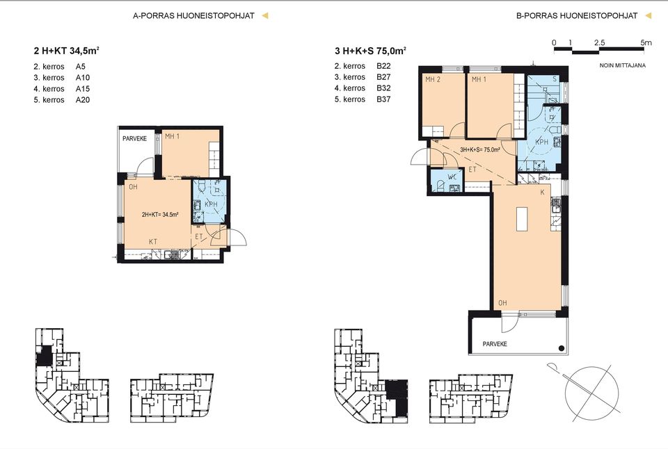 kerros A15 5. kerros A20 3 H+K+S 75,0m 2 2.