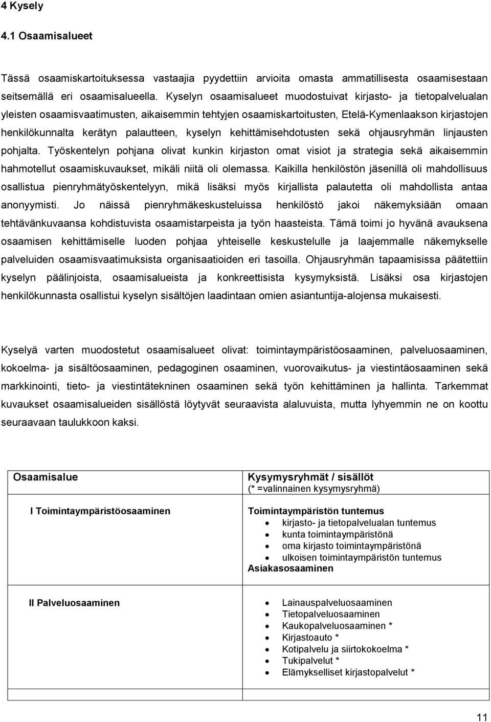 palautteen, kyselyn kehittämisehdotusten sekä ohjausryhmän linjausten pohjalta.