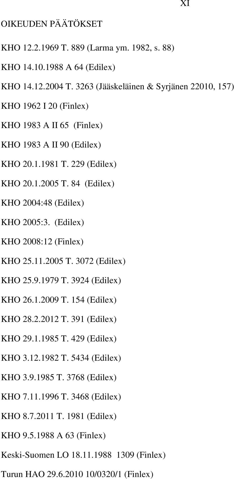 84 (Edilex) KHO 2004:48 (Edilex) KHO 2005:3. (Edilex) KHO 2008:12 (Finlex) KHO 25.11.2005 T. 3072 (Edilex) KHO 25.9.1979 T. 3924 (Edilex) KHO 26.1.2009 T. 154 (Edilex) KHO 28.2.2012 T.