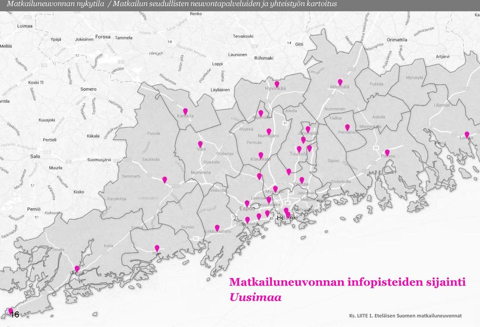 kartoitus 16 Matkailuneuvonnan infopisteiden