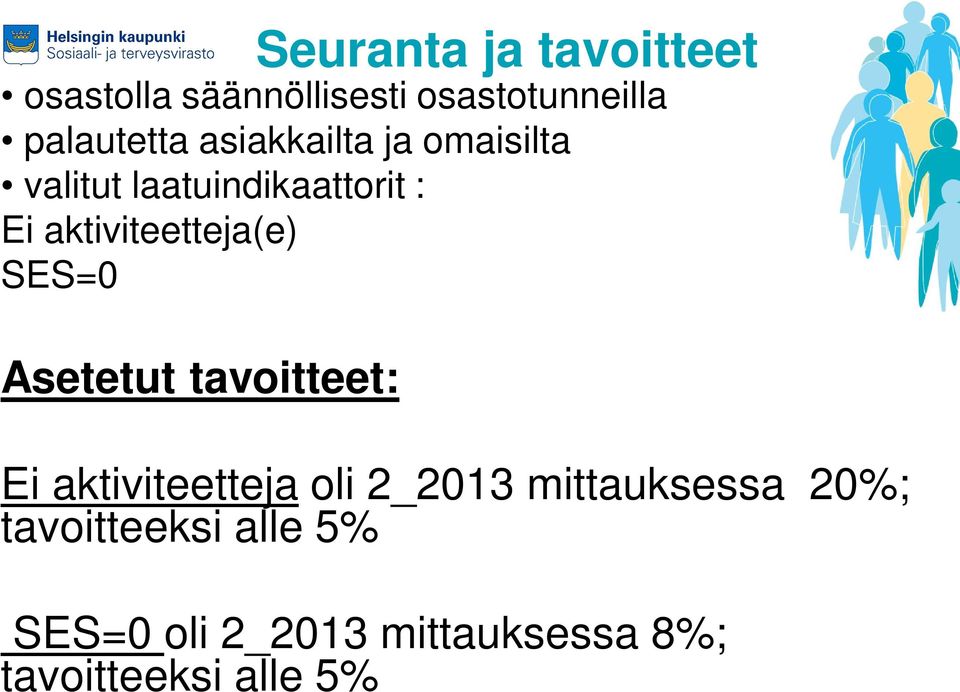 SES=0 Asetetut tavoitteet: Ei aktiviteetteja oli 2_2013 mittauksessa 20%;