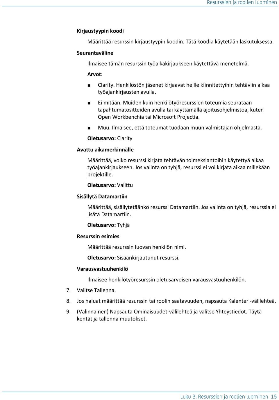 Ei mitään. Muiden kuin henkilötyöresurssien toteumia seurataan tapahtumatositteiden avulla tai käyttämällä ajoitusohjelmistoa, kuten Open Workbenchia tai Microsoft Projectia. Muu.