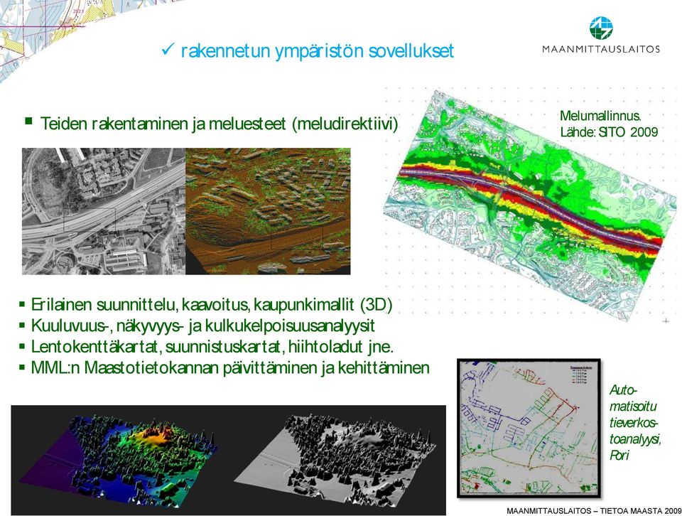 Lähde: SITO 2009 Erilainen suunnittelu, kaavoitus, kaupunkimallit (3D) Kuuluvuus-,