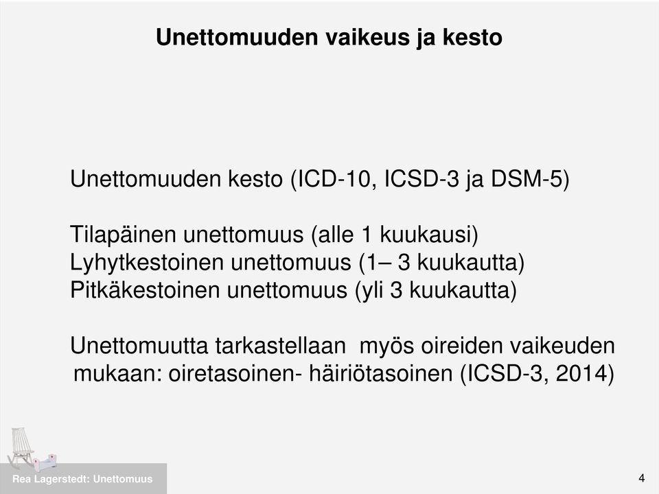 kuukautta) Pitkäkestoinen unettomuus (yli 3 kuukautta) Unettomuutta