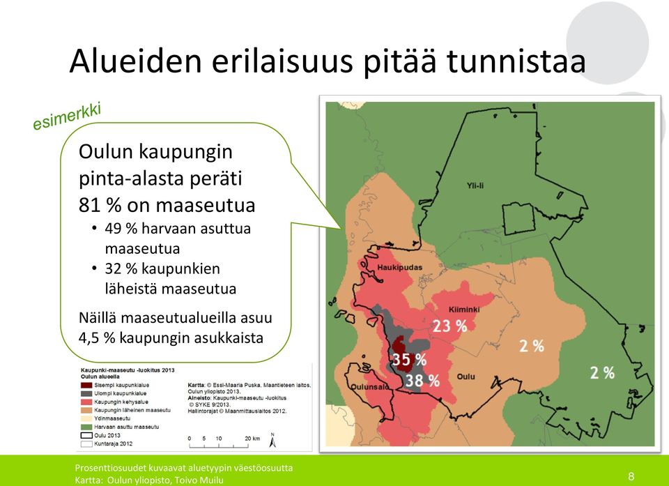 maaseutua Näillä maaseutualueilla asuu 4,5 % kaupungin asukkaista