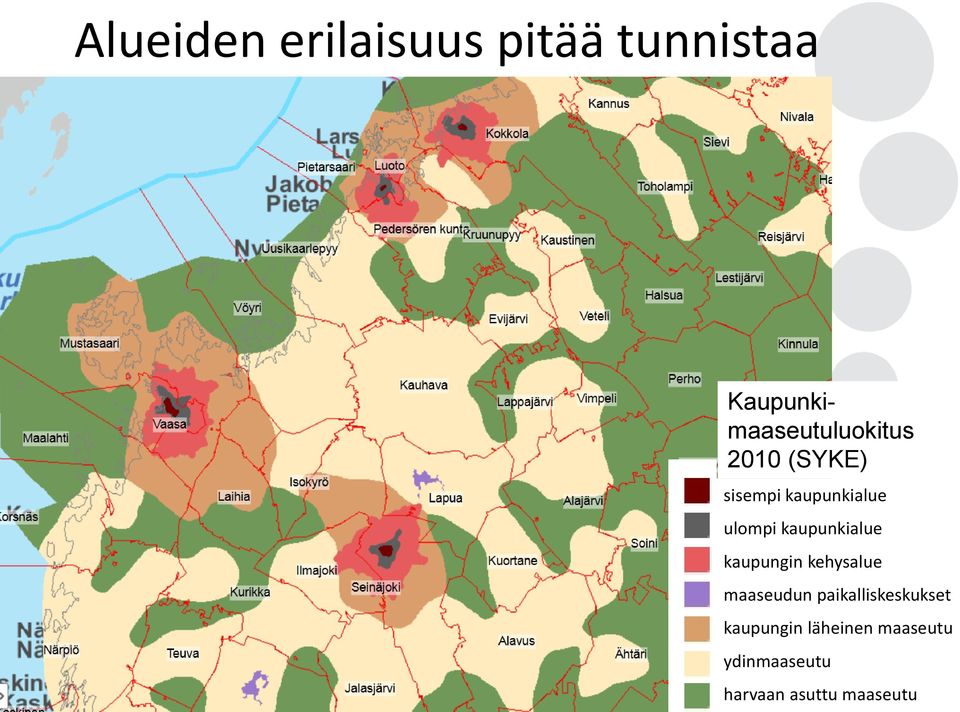 ulompi kaupunkialue kaupungin kehysalue maaseudun
