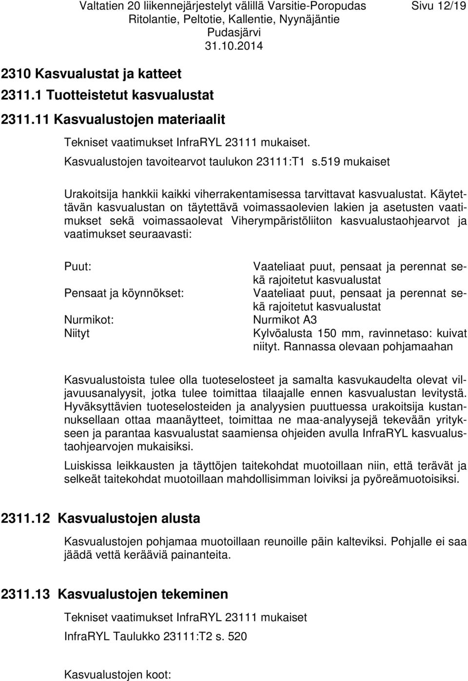 519 mukaiset Urakoitsija hankkii kaikki viherrakentamisessa tarvittavat kasvualustat.