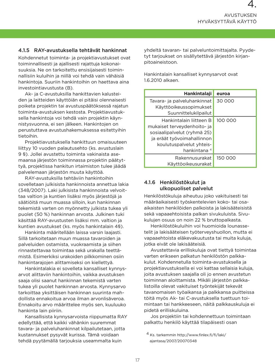 Ak- ja C-avustuksilla hankittavien kalusteiden ja laitteiden käyttöiän ei pitäisi olennaisesti poiketa projektin tai avustuspäätöksessä rajatun toiminta-avustuksen kestosta.