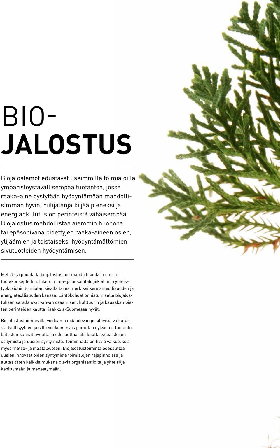 Biojalostus mahdollistaa aiemmin huonona tai epäsopivana pidettyjen raaka-aineen osien, ylijäämien ja toistaiseksi hyödyntämättömien sivutuotteiden hyödyntämisen.