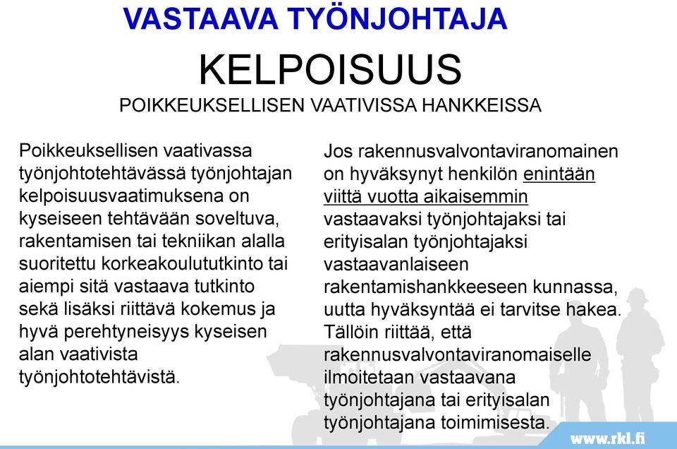 työnjohtotehtävistä.