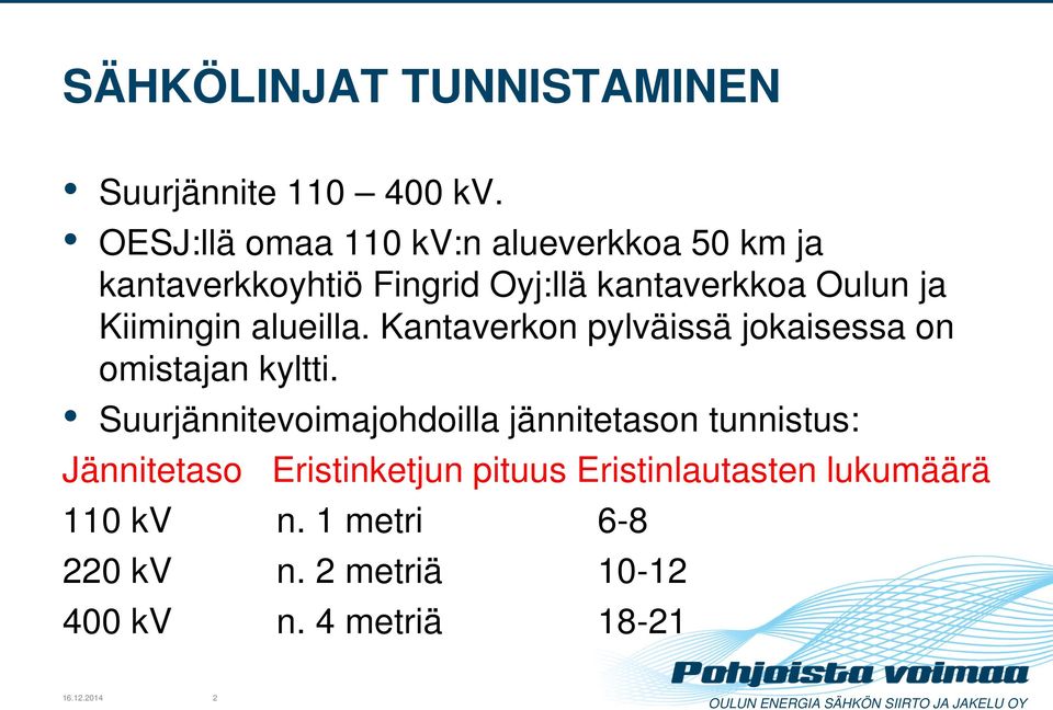 Kiimingin alueilla. Kantaverkon pylväissä jokaisessa on omistajan kyltti.