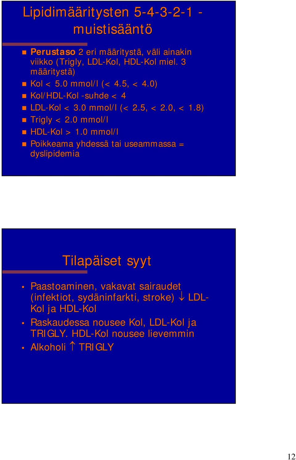 8) Trigly < 2.0 mmol/l HDL-Kol > 1.