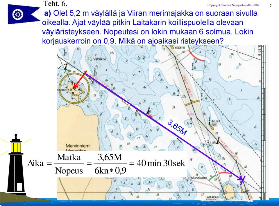 Ajat väylää pitkin Laitakarin koillispuolella olevaan väyläristeykseen.