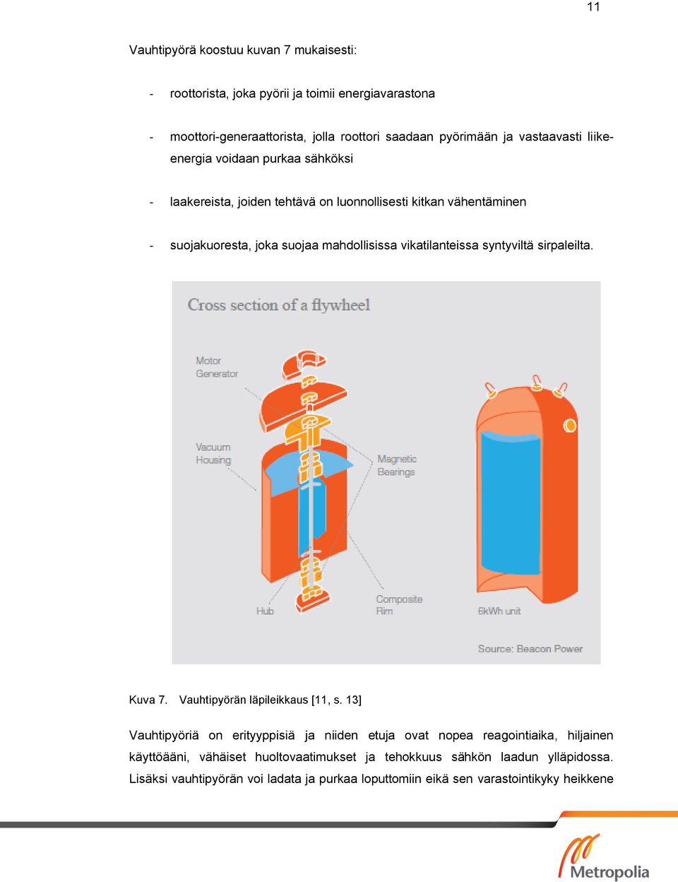 vikatilanteissa syntyviltä sirpaleilta. Kuva 7. Vauhtipyörän läpileikkaus [11, s.