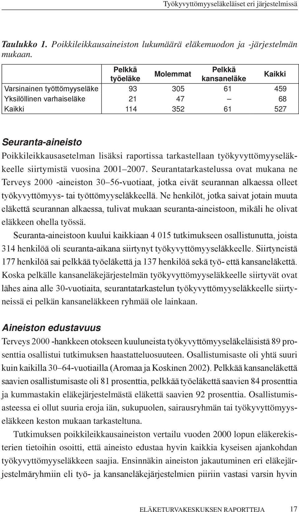 tarkastellaan työkyvyttömyyseläkkeelle siirtymistä vuosina 2001 2007.