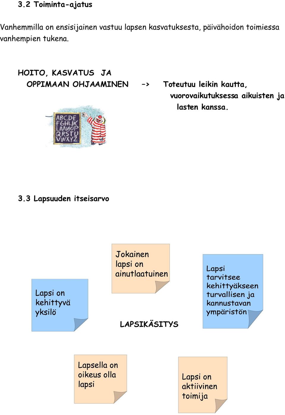 HOITO, KASVATUS JA OPPIMAAN OHJAAMINEN > Toteutuu leikin kautta,