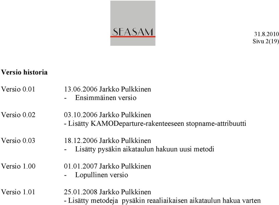 2006 Jarkko Pulkkinen - Lisätty KAMODeparture-rakenteeseen stopname-attribuutti 18.12.