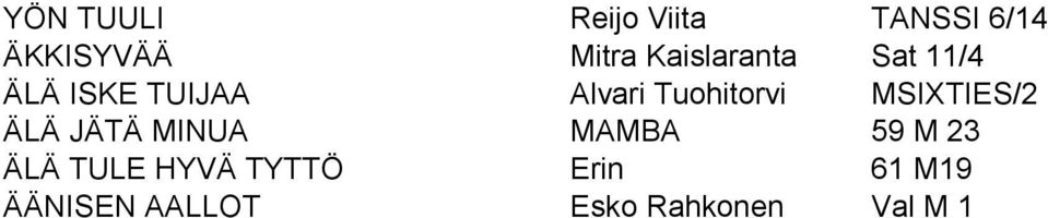 Tuohitorvi MSIXTIES/2 ÄLÄ JÄTÄ MINUA MAMBA 59 M 23