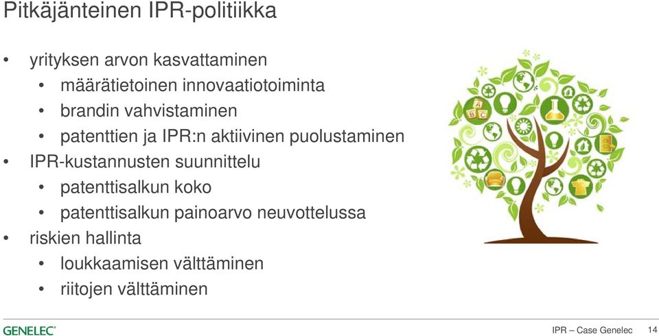 puolustaminen IPR-kustannusten suunnittelu patenttisalkun koko patenttisalkun