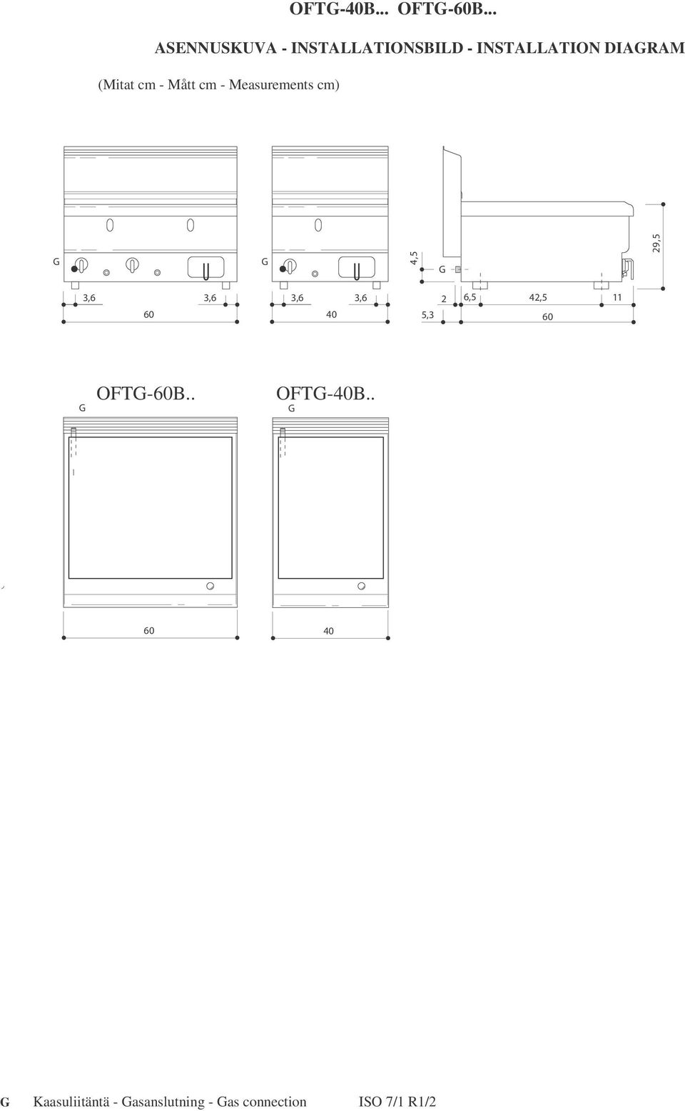 - Mått cm - Measurements cm) G G 4,5 G 29,5 3,6 3,6 60 3,6 3,6 40 2