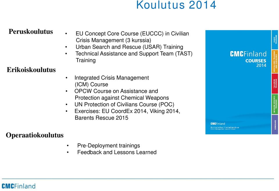 Crisis Management (ICM) Course OPCW Course on Assistance and Protection against Chemical Weapons UN Protection of