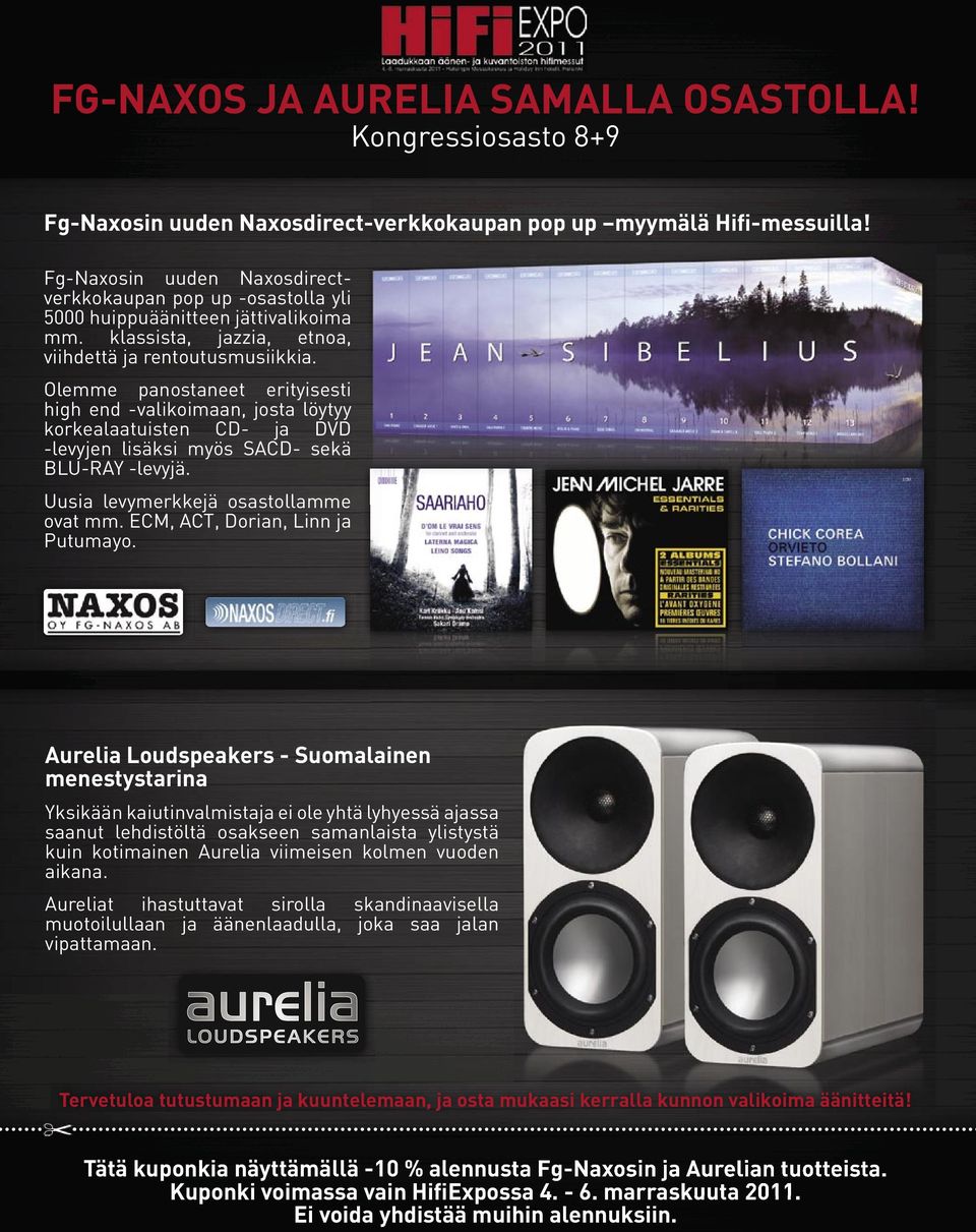 Olemme panostaneet erityisesti high end -valikoimaan, josta löytyy korkealaatuisten CD- ja DVD -levyjen lisäksi myös SACD- sekä BLU-RAY -levyjä. Uusia levymerkkejä osastollamme ovat mm.