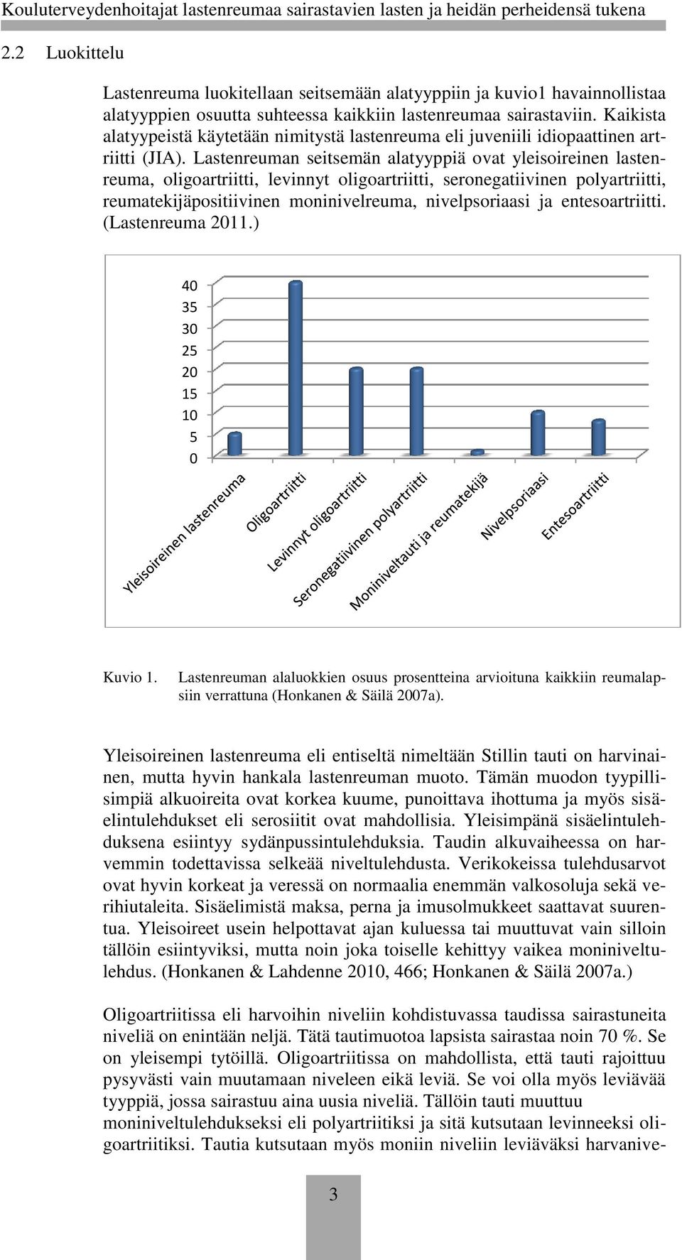 Lastenreuman seitsemän alatyyppiä ovat yleisoireinen lastenreuma, oligoartriitti, levinnyt oligoartriitti, seronegatiivinen polyartriitti, reumatekijäpositiivinen moninivelreuma, nivelpsoriaasi ja