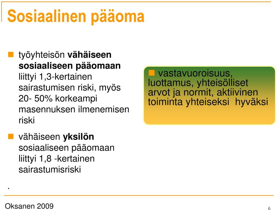 vastavuoroisuus, luottamus, yhteisölliset arvot ja normit, aktiivinen toiminta