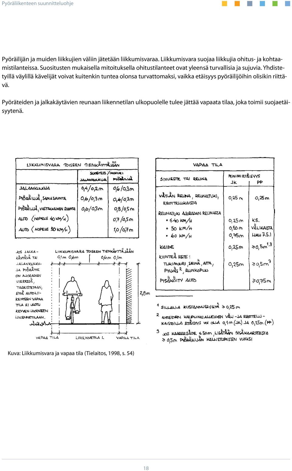 Yhdistetyillä väylillä kävelijät voivat kuitenkin tuntea olonsa turvattomaksi, vaikka etäisyys pyöräilijöihin olisikin riittävä.