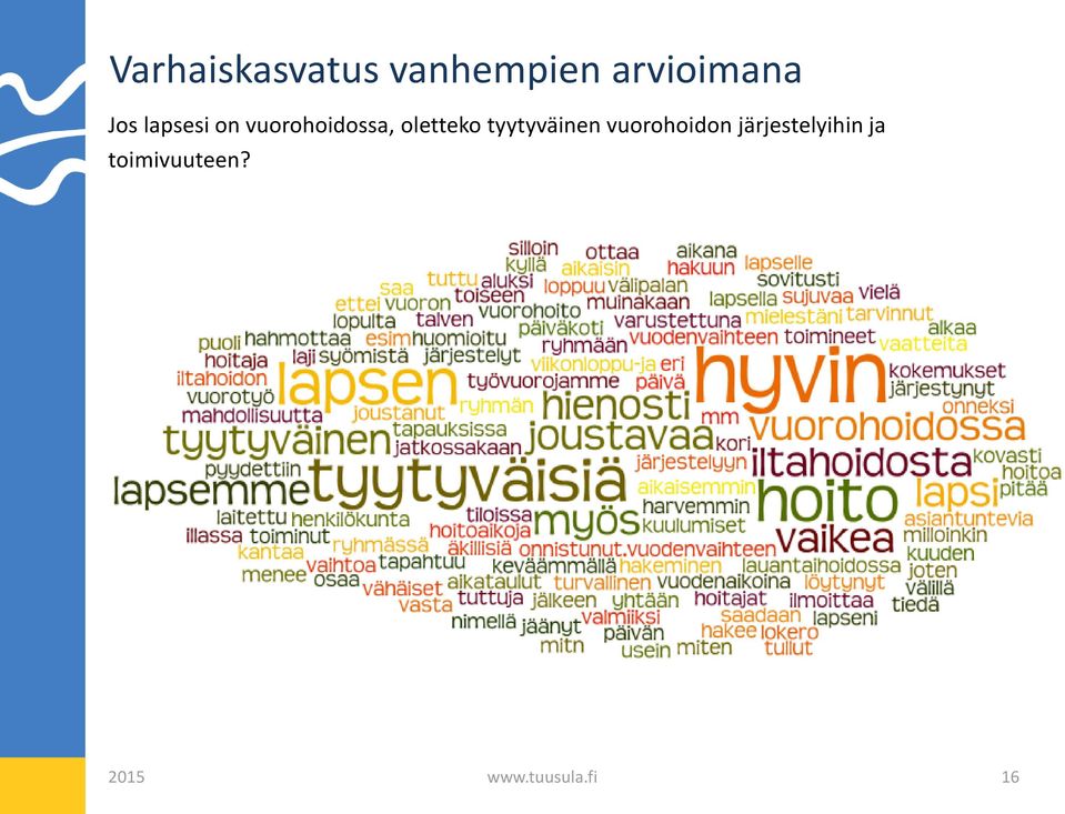 tyytyväinen vuorohoidon järjestelyihin